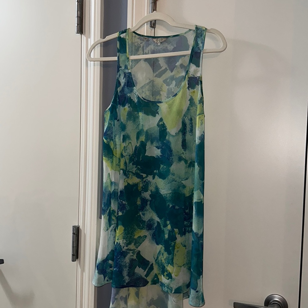 Guess, size S, green/yellowish multicolored tank